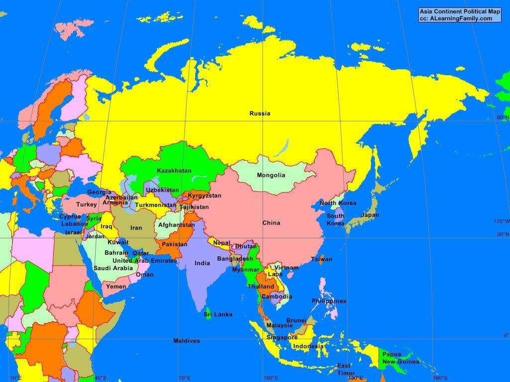 Asia Map Countries Only