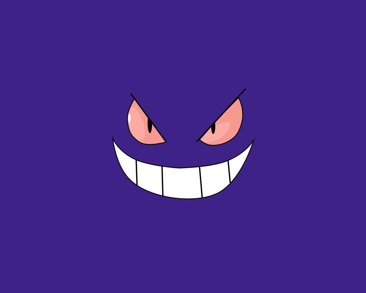 1280x1024 pokemon, Gengar, smiling, simple background, faces wallpaper