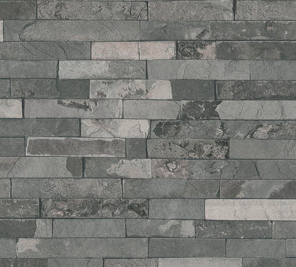 1000x900 Wallpaper Stone Wall Style Used Dark Grey AS Creation 35582 4