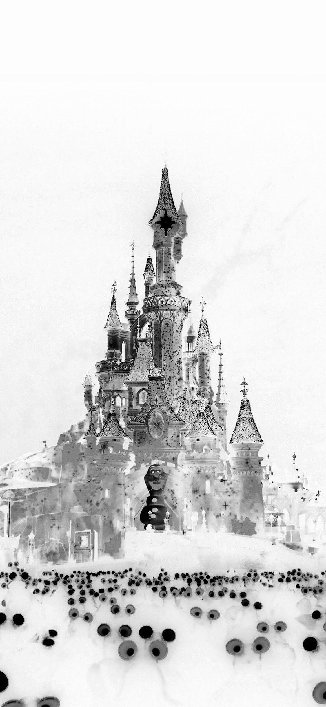 1125x2436 Disney Art Let It Go Snow Illust White Wallpaper