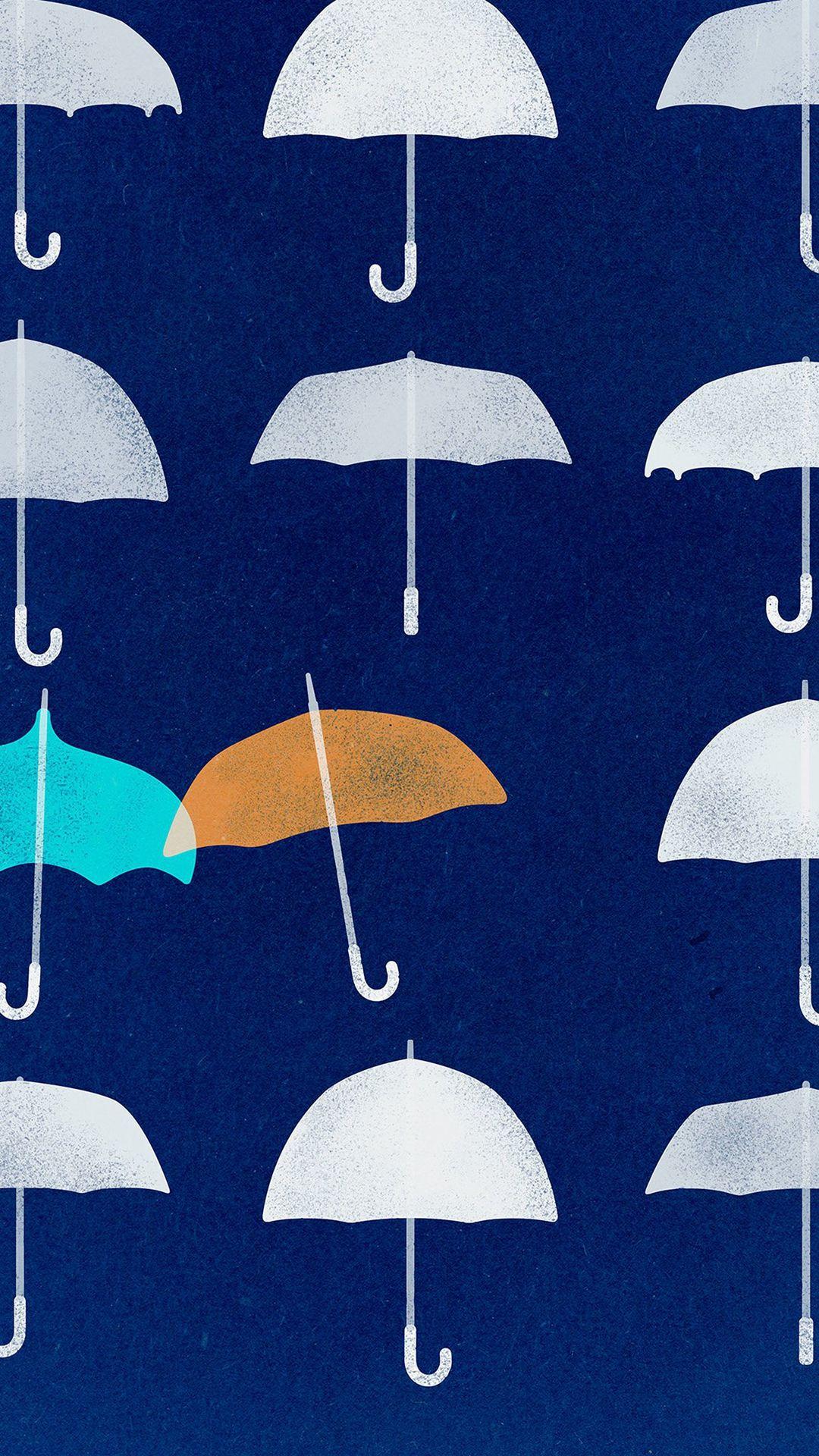 1080x1920 Blue Umbrella Cute Minimal Art Disney iPhone 8 Wallpaper