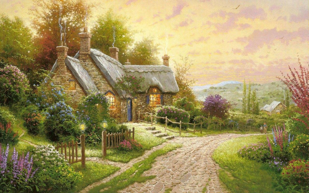 1280x800 Cottage Garden People Walk Way wallpaper. Cottage Garden People