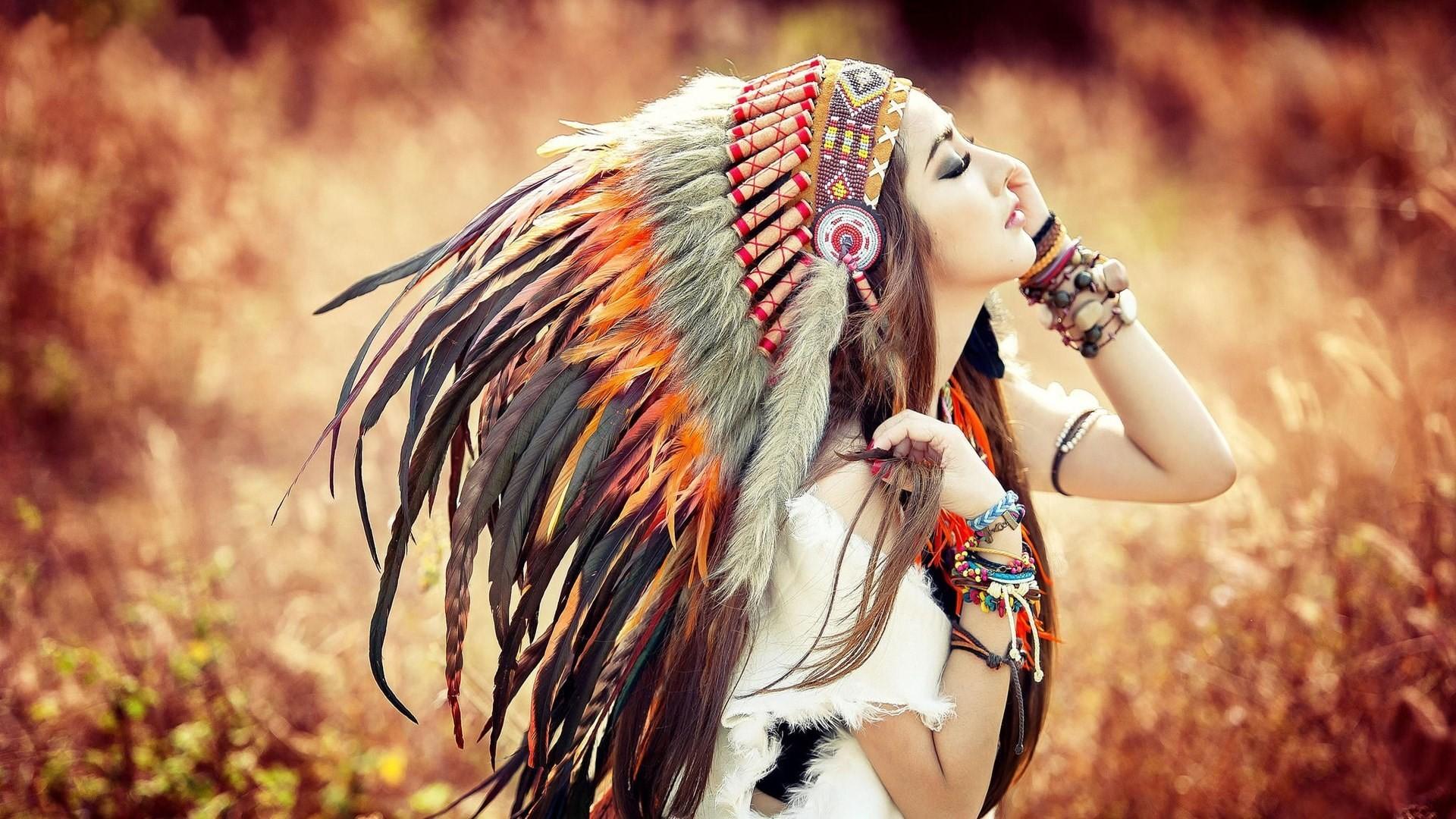 1920x1080 HD Wallpaper Of A Pretty Native American Hippie Girl