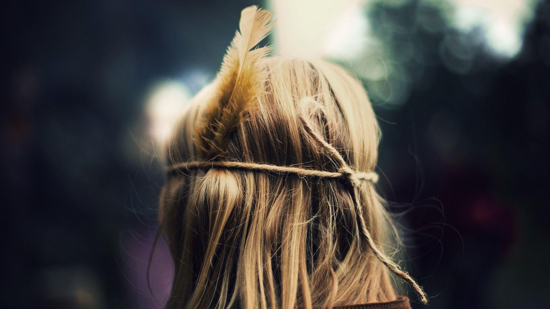 1920x1080 blondes, women, retro, feathers, bokeh, hippie wallpaper