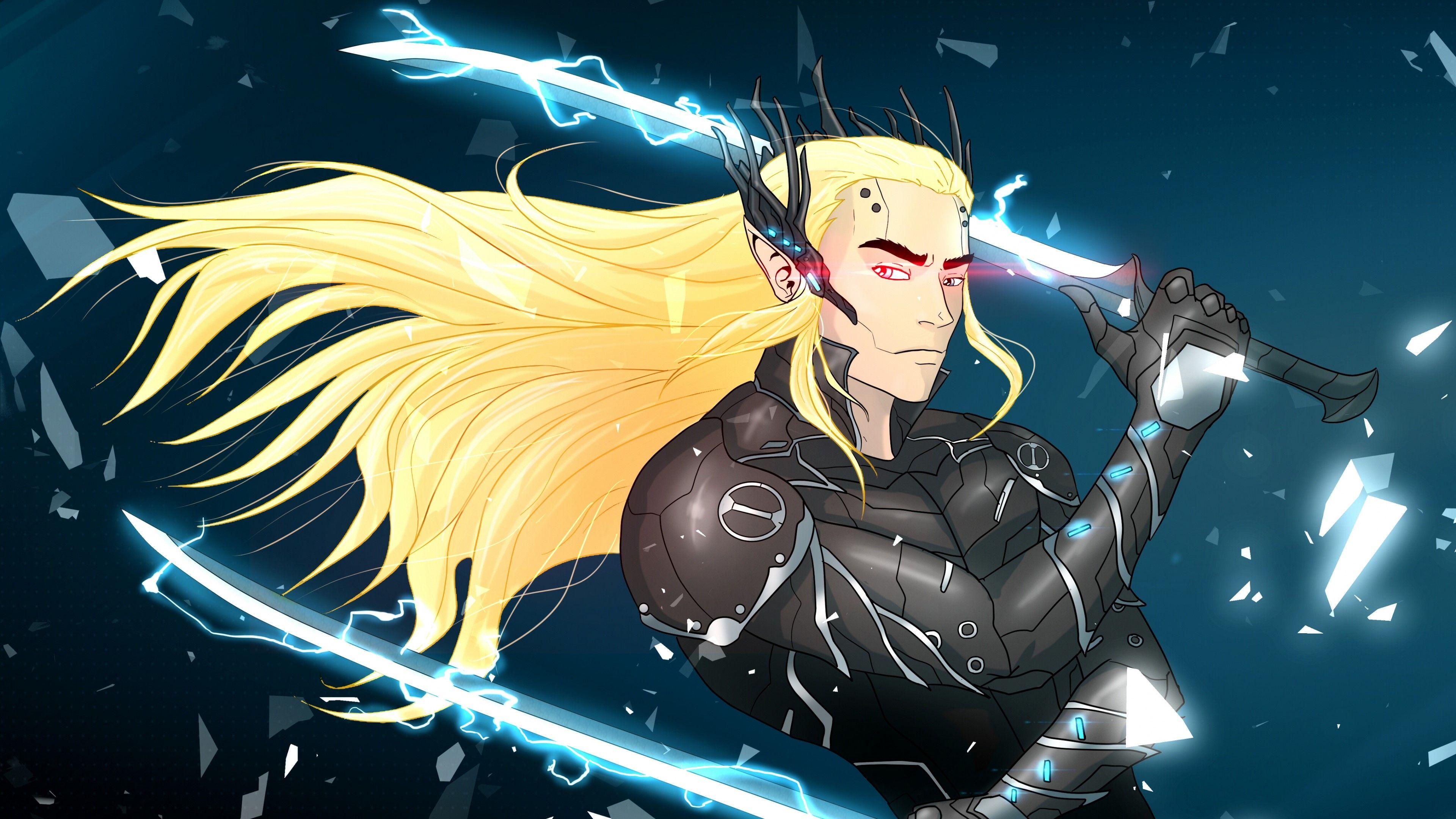 3840x2160 Thranduil as a drawing of Metal Gear Rising Revengeance