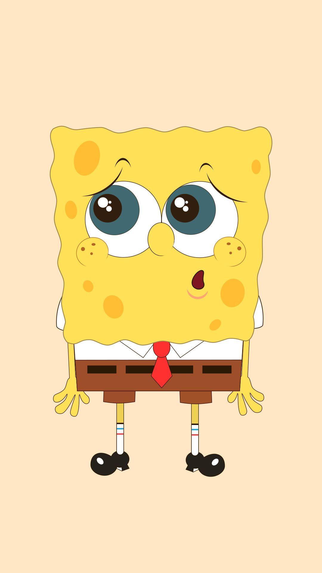 Download Sad Spongebob Fake Smile Wallpaper