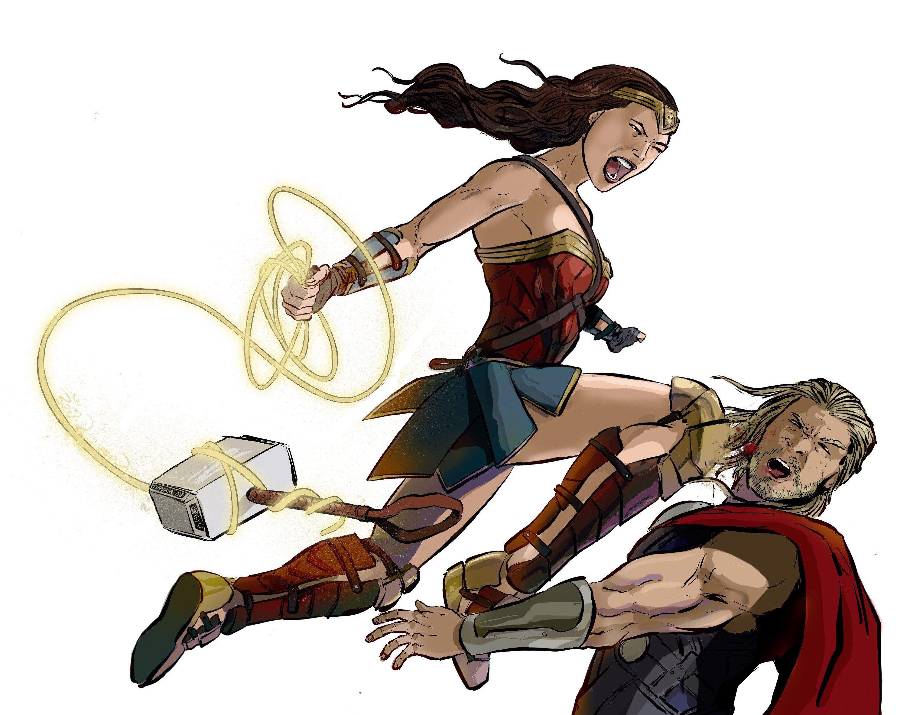 3000x2366 wonder woman defeating thor c3. Zoom Comics Comic