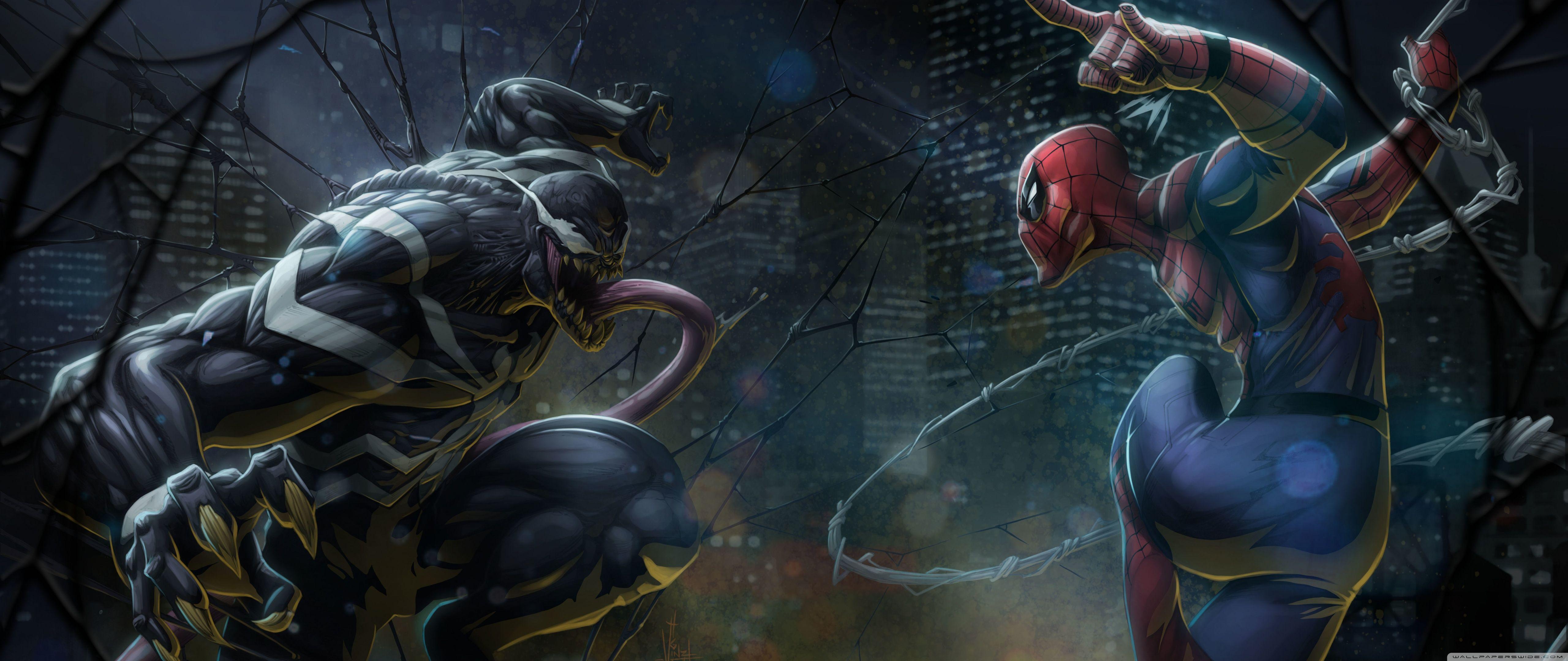 5120x2160 Marvel Comics Spider Man Vs Venom Artwork ❤ 4K HD Desktop