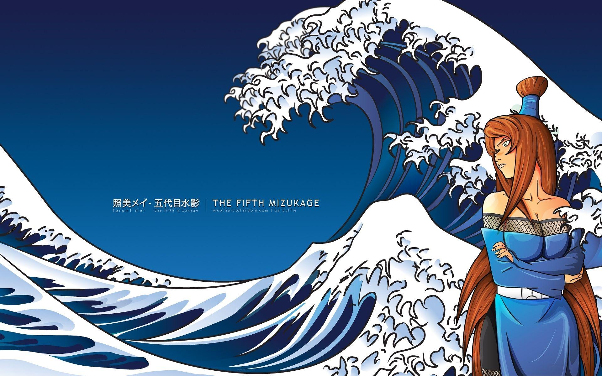 1920x1200 Waves naruto shippuden mizukage mei terumi the great wave