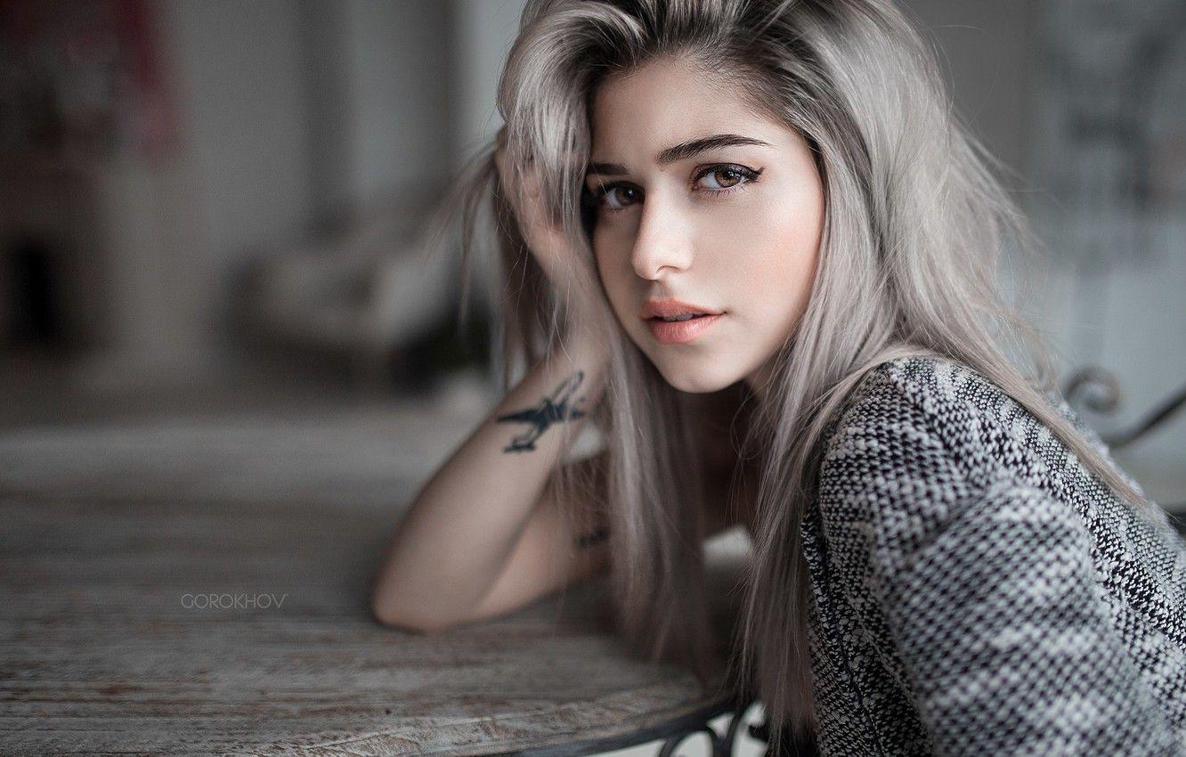 1332x850 Wallpaper girl, tattoo, girl, jacket, woman, Galina Rover