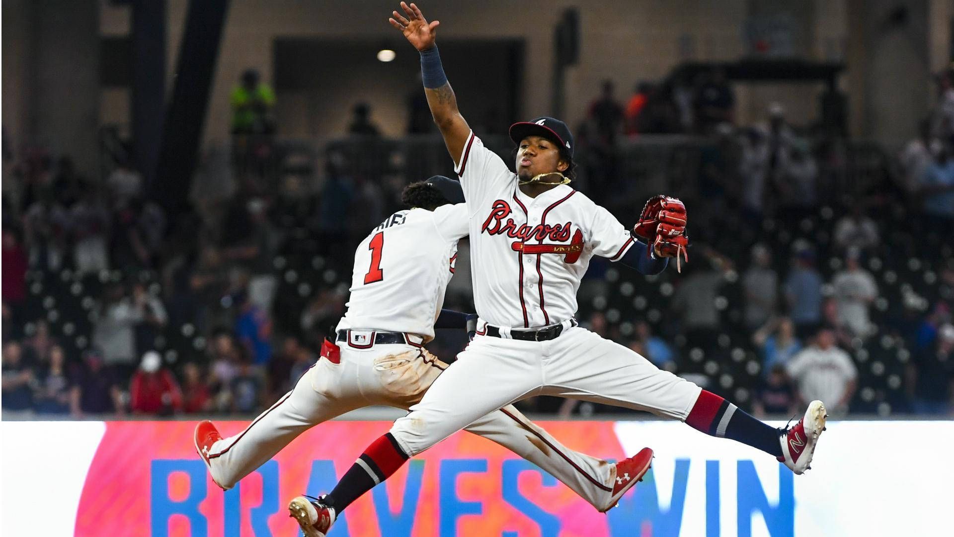 1920x1080 Ronald Acuna Jr. Jump Catch Wallpaper