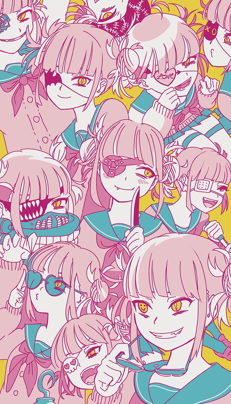 800x1398 Ahegao Pink, anime, girl, girlface, girls, pattern, white, HD phone wallpaper