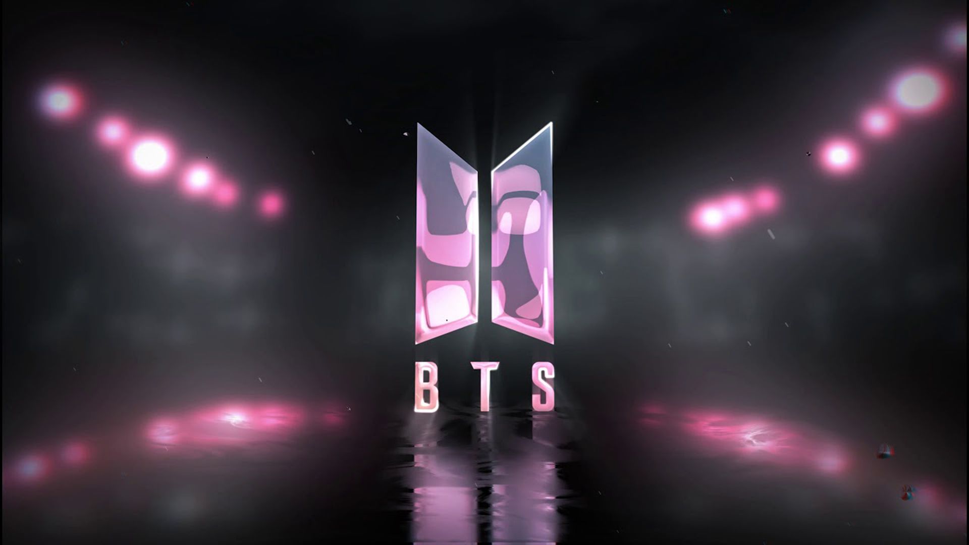 1920x1080 Pink Black BTS Logo In Dark Background