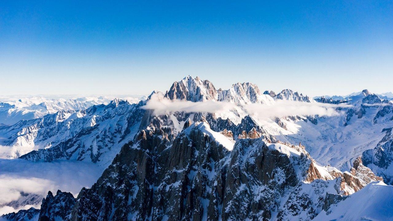 1280x720 mountains, tops, snow, sky wallpaper. mountains, tops