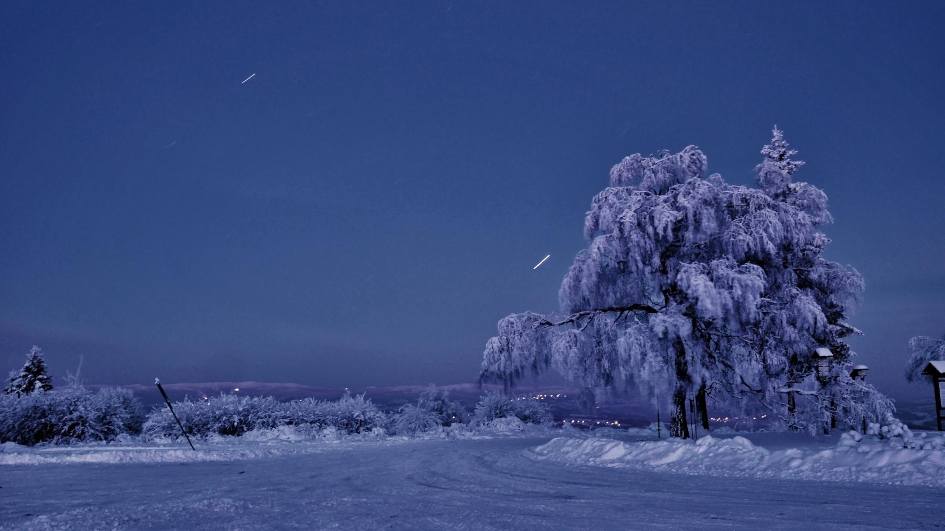 1920x1080 Free download Winter snow night stars sky wallpaper 43012
