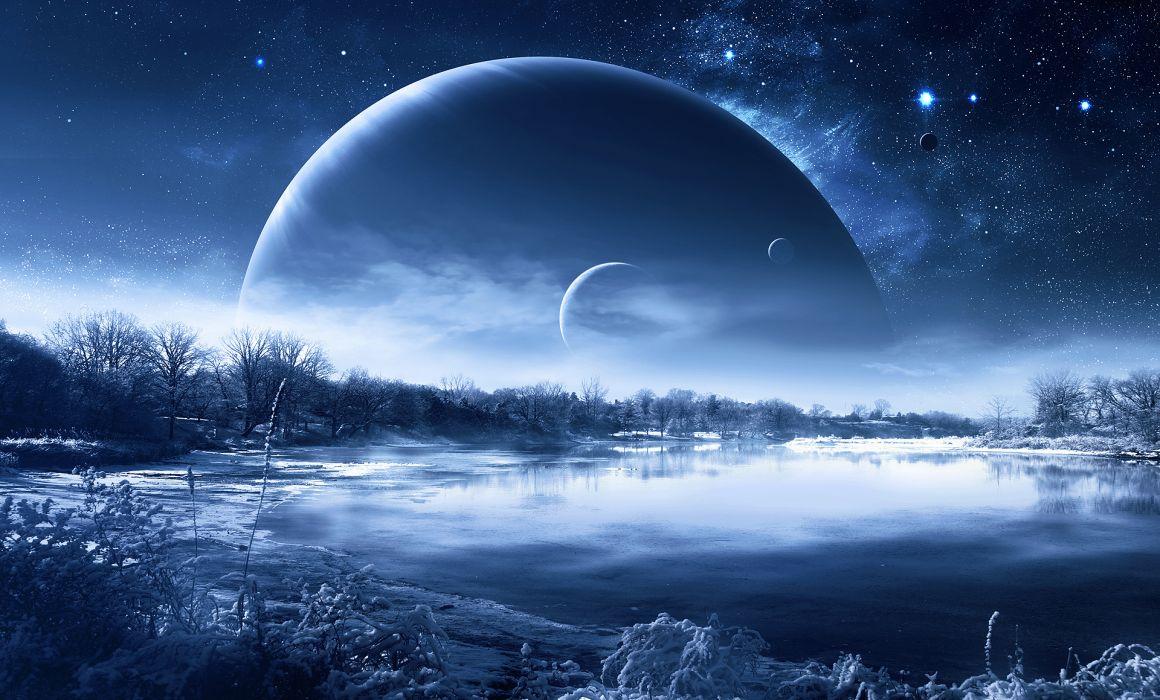 1160x700 Stars space winter qauz snow planet mood fantasy reflection
