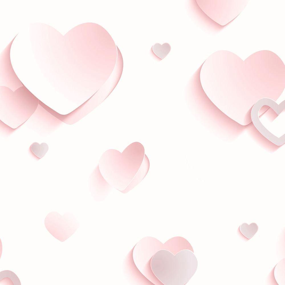 1000x1000 3D GLITTER HEARTS BUTTERFLIES WALLPAPER PINK WHITE FEATURE WALL KIDS ROOM DECOR