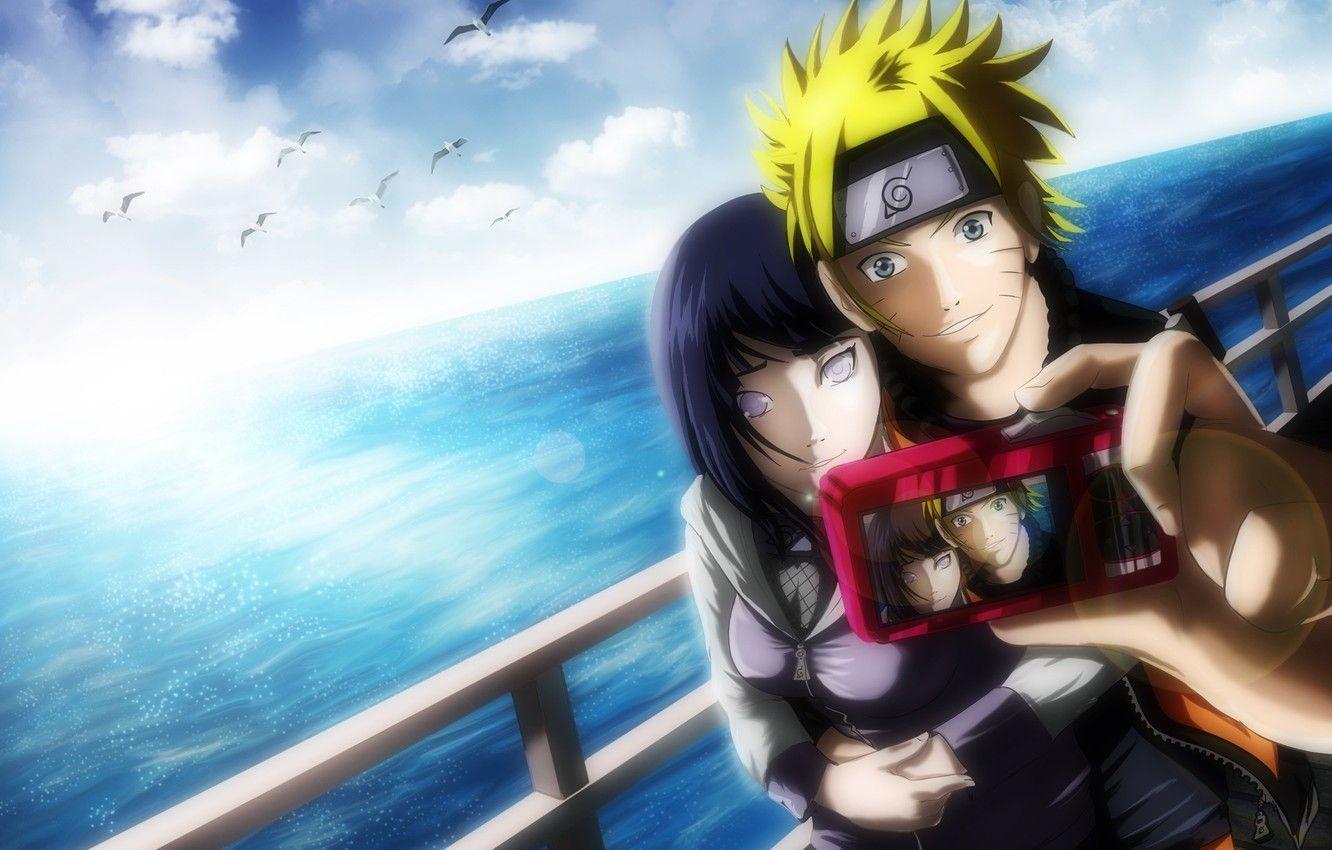 1332x850 Wallpaper sea, seagulls, the camera, naruto, promenade, art
