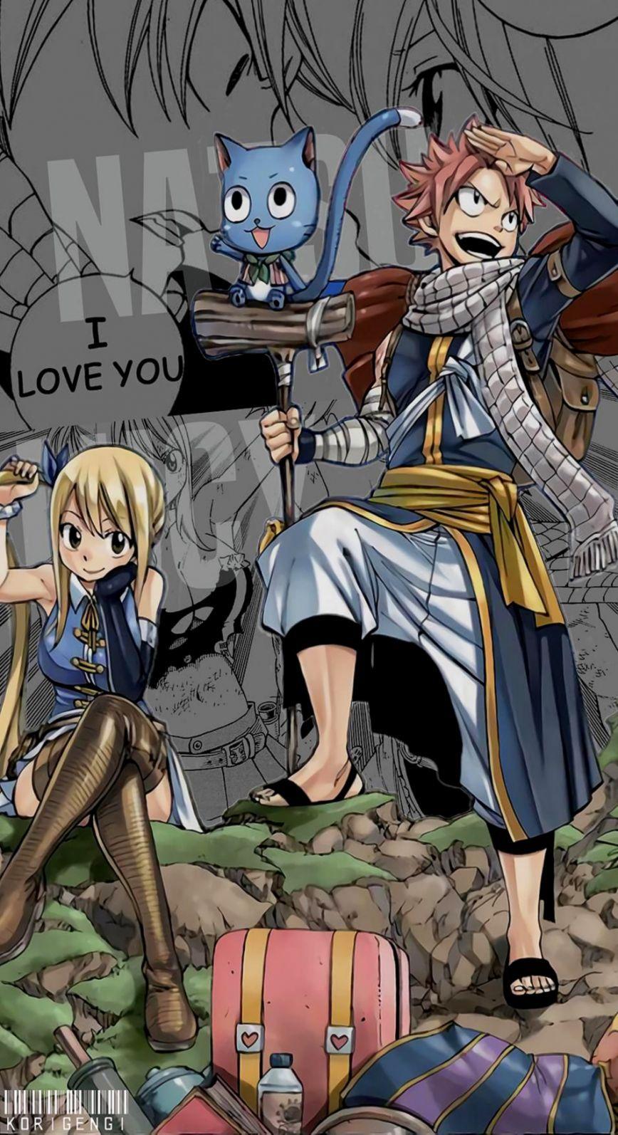 868x1594 Fairy Tail Gray Natsu Lucy Happy Wallpaper
