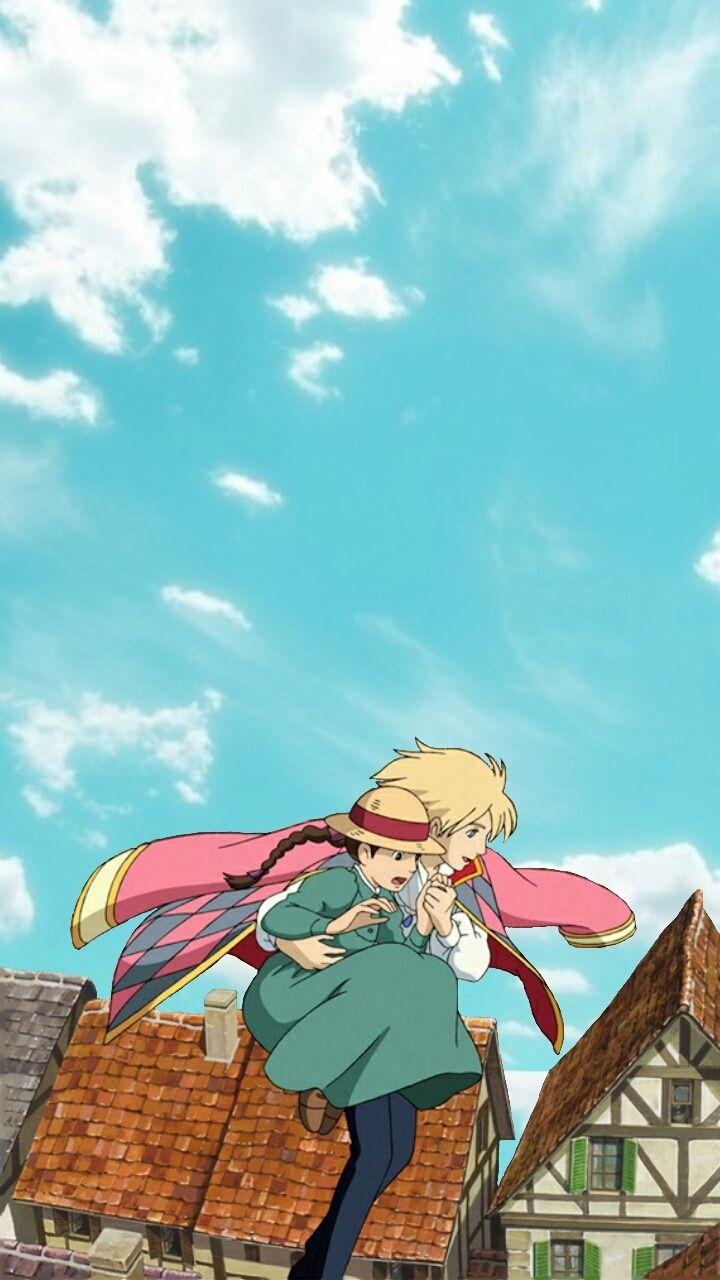720x1280 Ghibli Lockscreen's Moving Castle Free Wallpaper