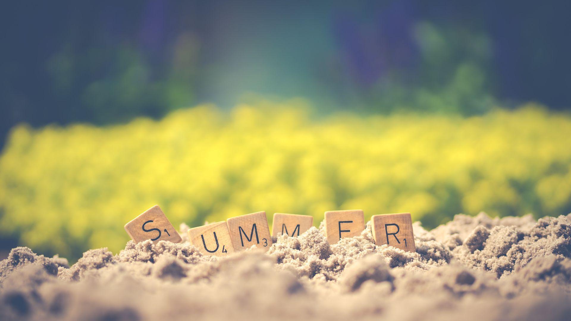 1920x1080 Summer Letter Cubes on Soil Wallpaper