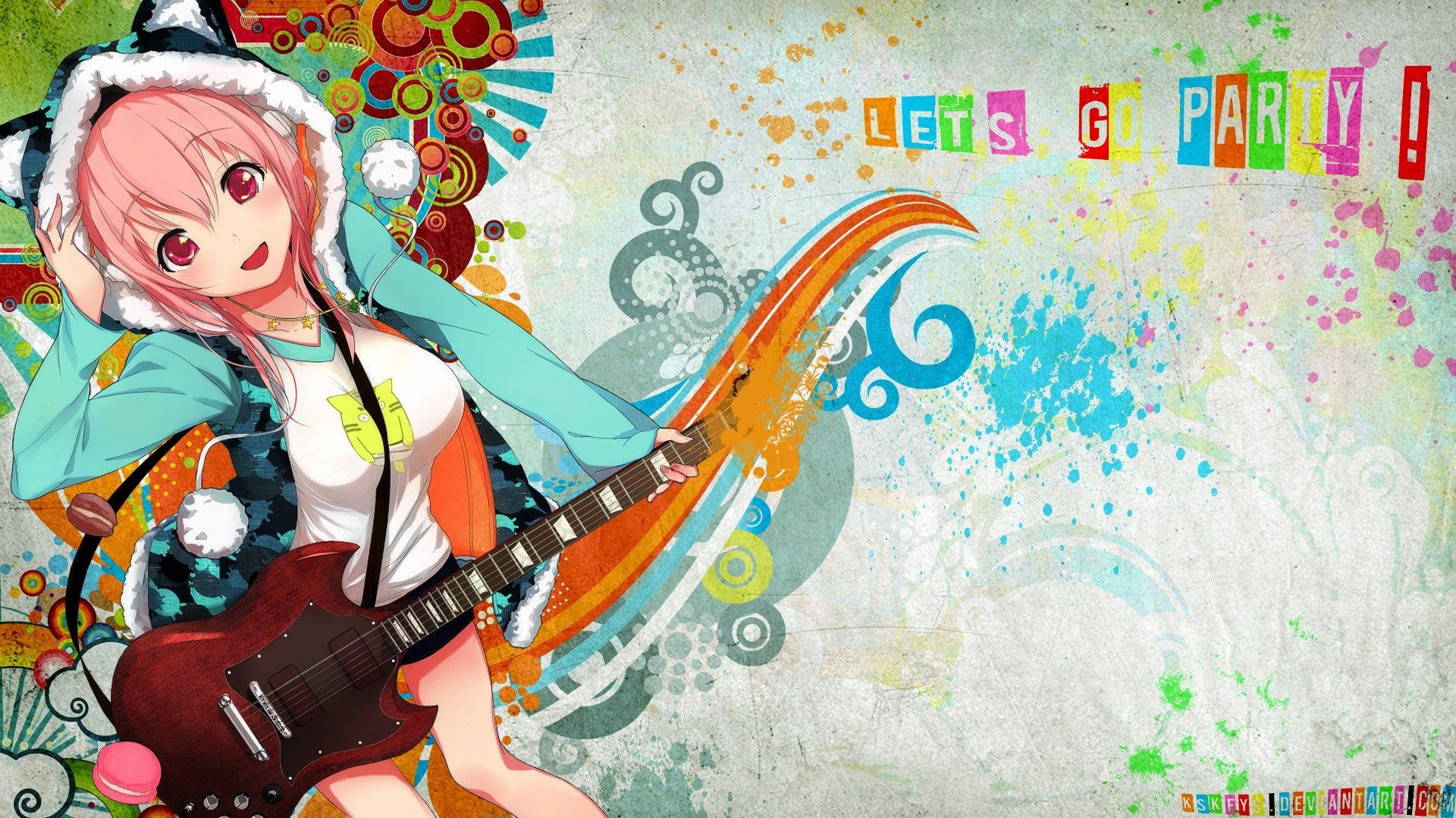 1920x1080 headphones, colorful, text, long hair, nekomimi, headphones