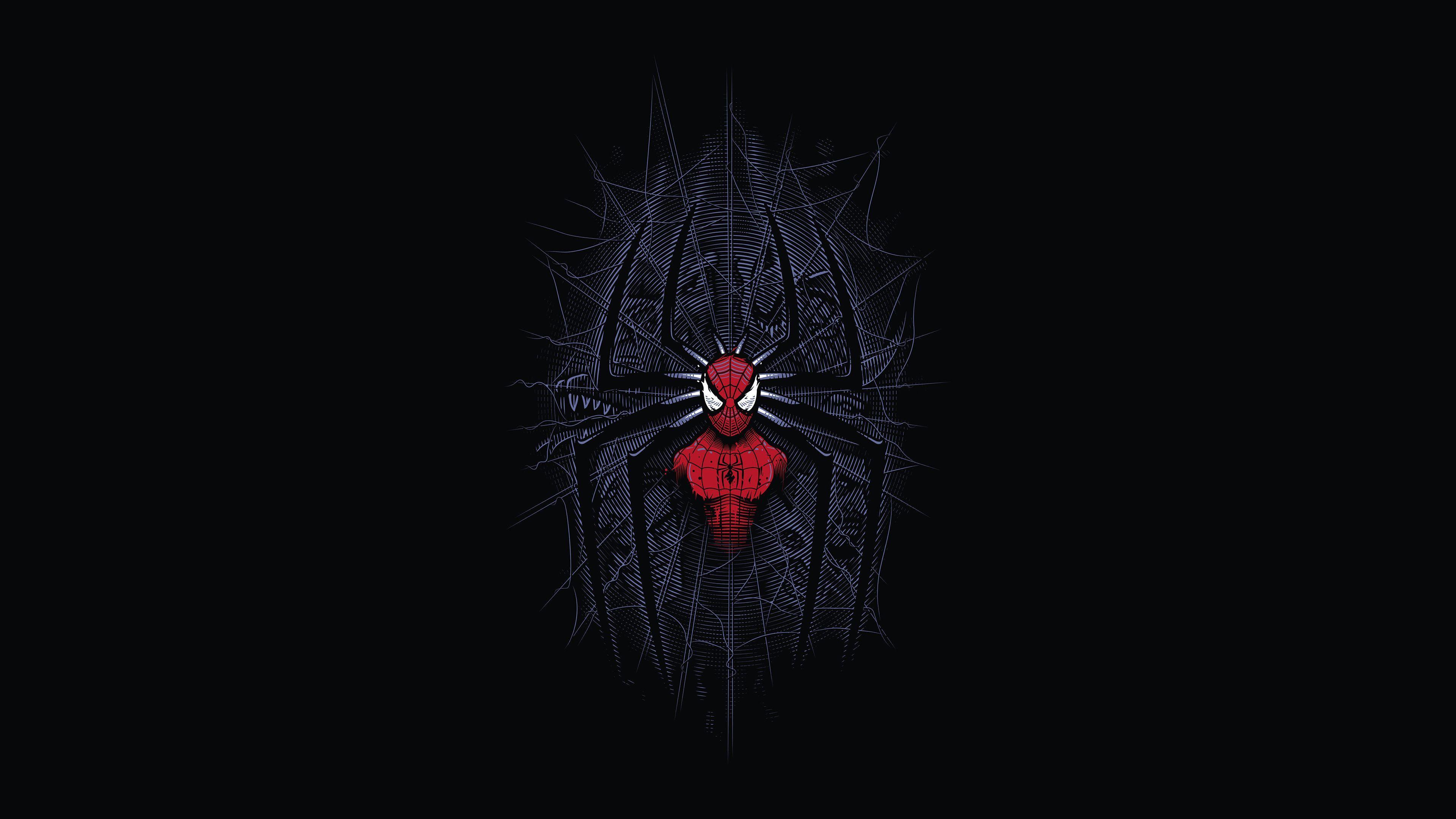 3840x2160 Download 3840x2160 Wallpaper Spider Man, Dark, Minimalist, Digital