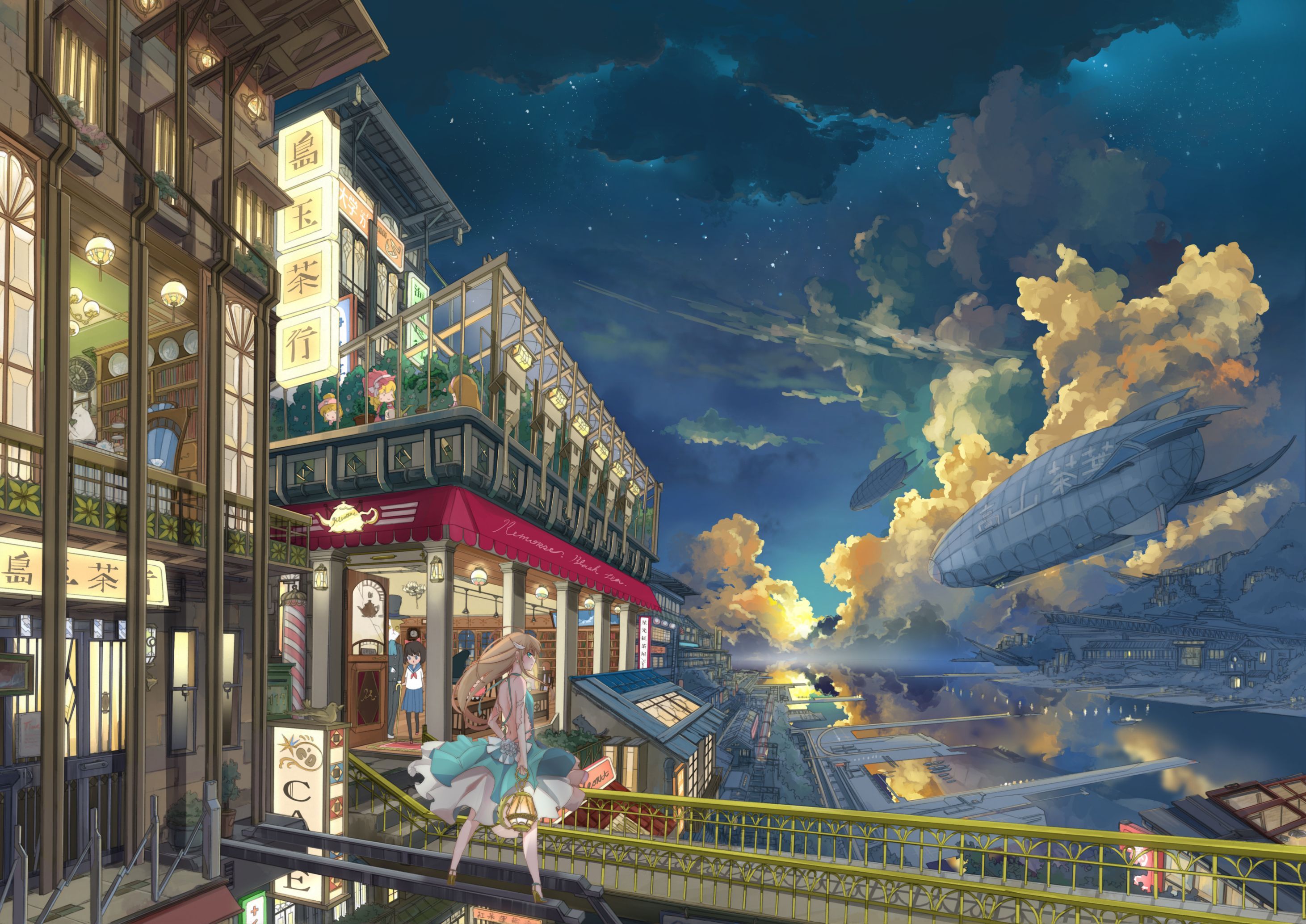 2923x2068 Download Anime City Night Anime Night
