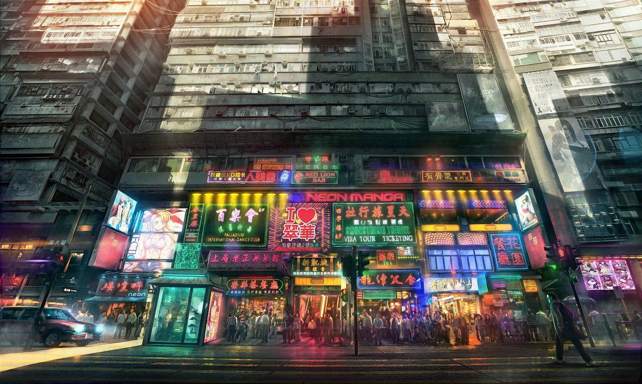 1280x766 Download Futuristic Manga Neon Anime