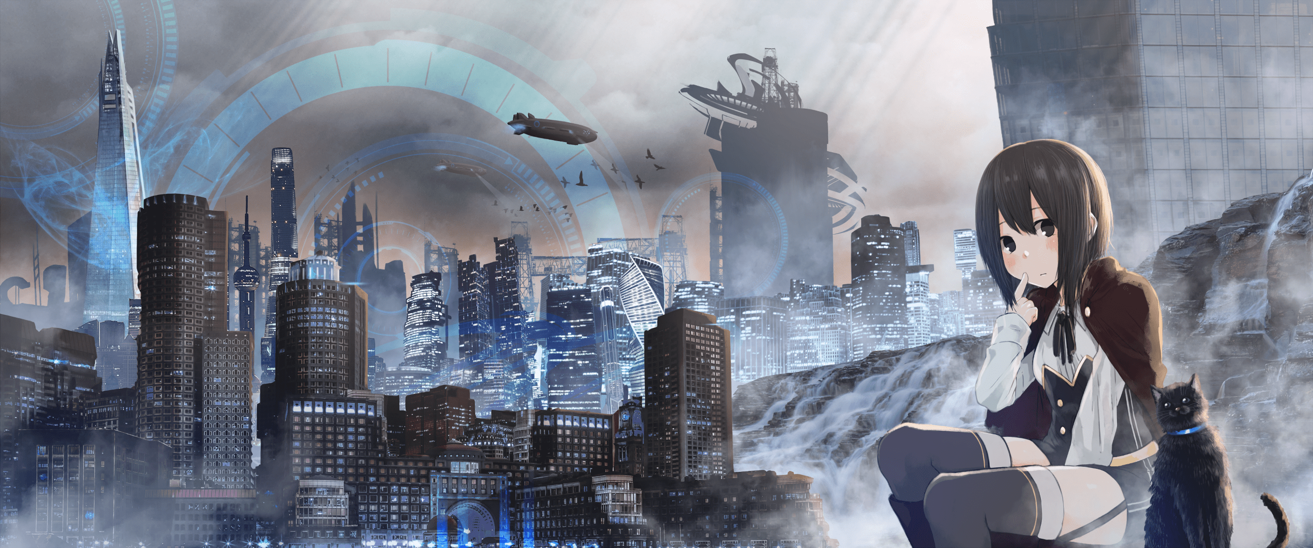 2586x1080 Download Anime Original HD Wallpaper
