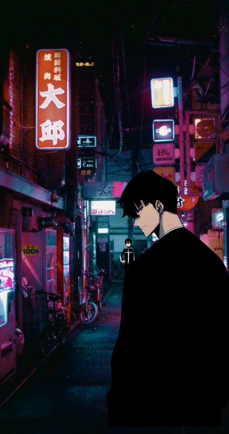 800x1516 Sung Jin Woo, Anime, City, Manga