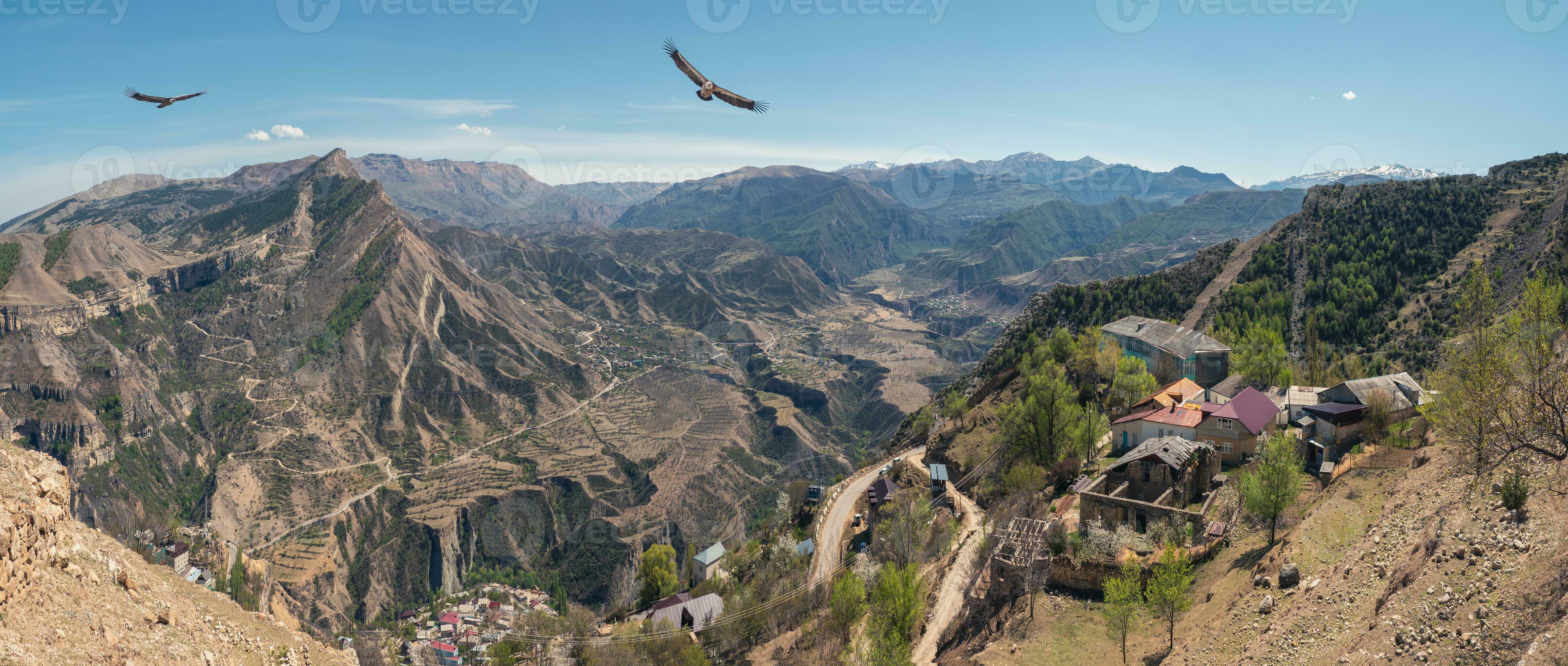 4617x1960 Gunib town and mountain serpentine