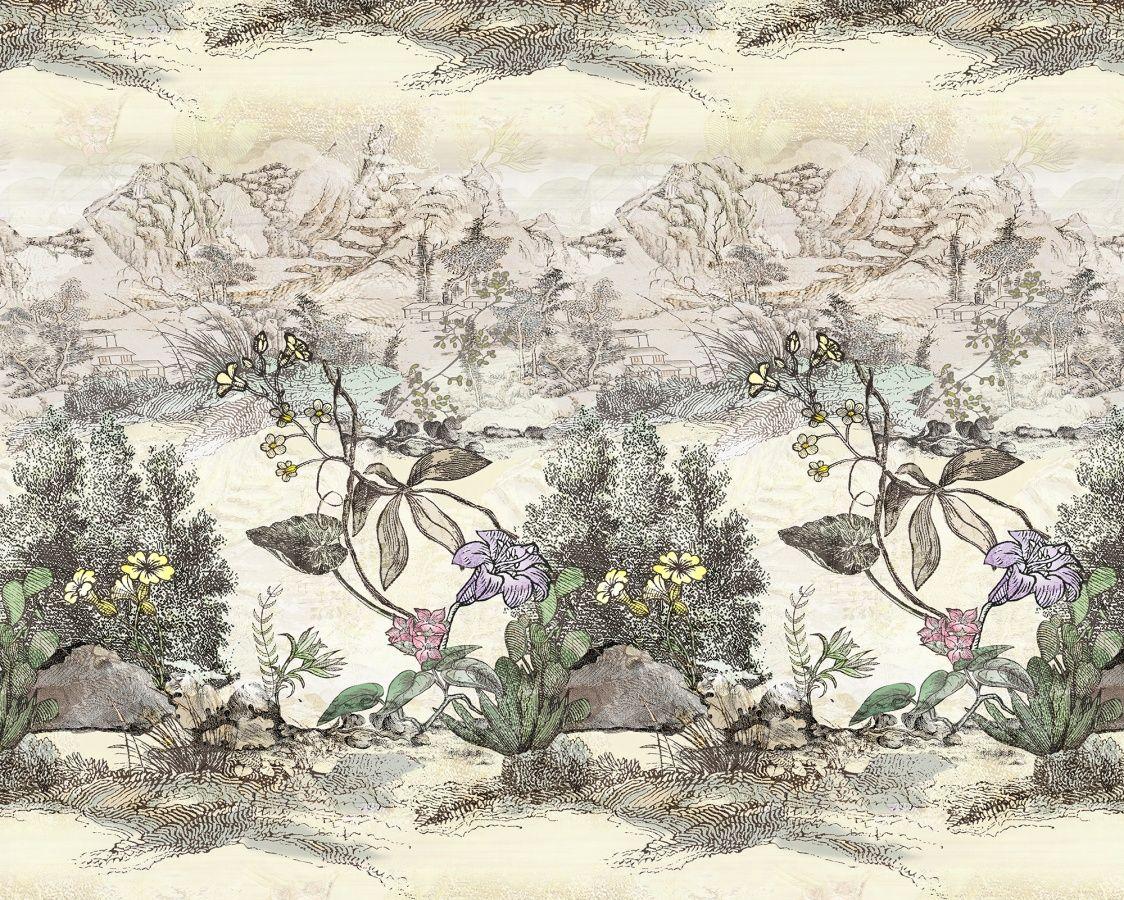 1124x900 Fantasy landscape combining vintage japanese drawing with old
