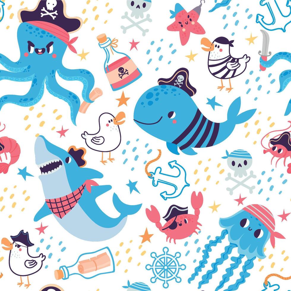 980x980 Funny cartoon seamless pattern for kids