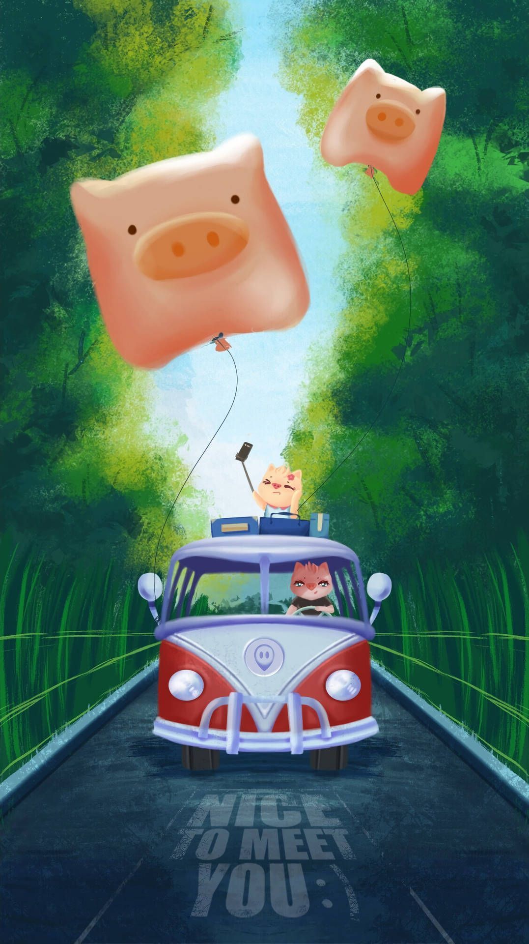 1077x1920 Download free Pigs, Van, Road, Travel