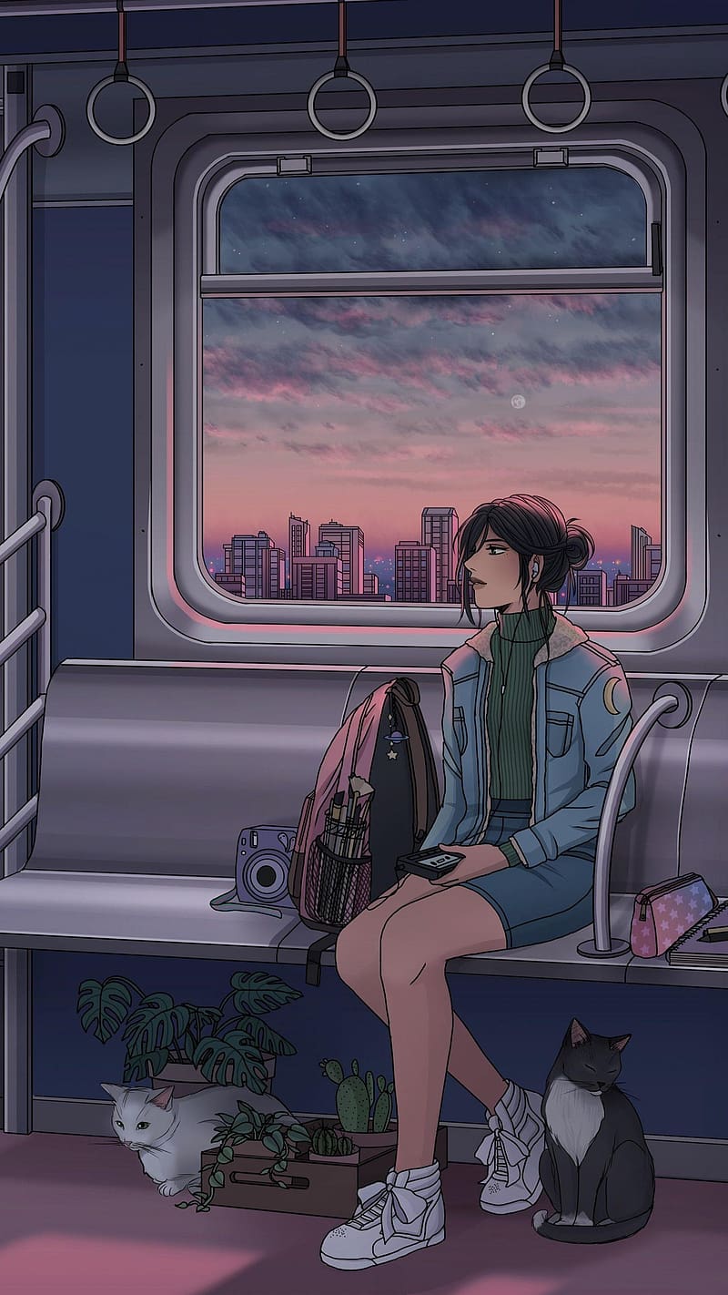 800x1422 Anime Aesthetic, Animated, travelling from train, HD phone wallpaper