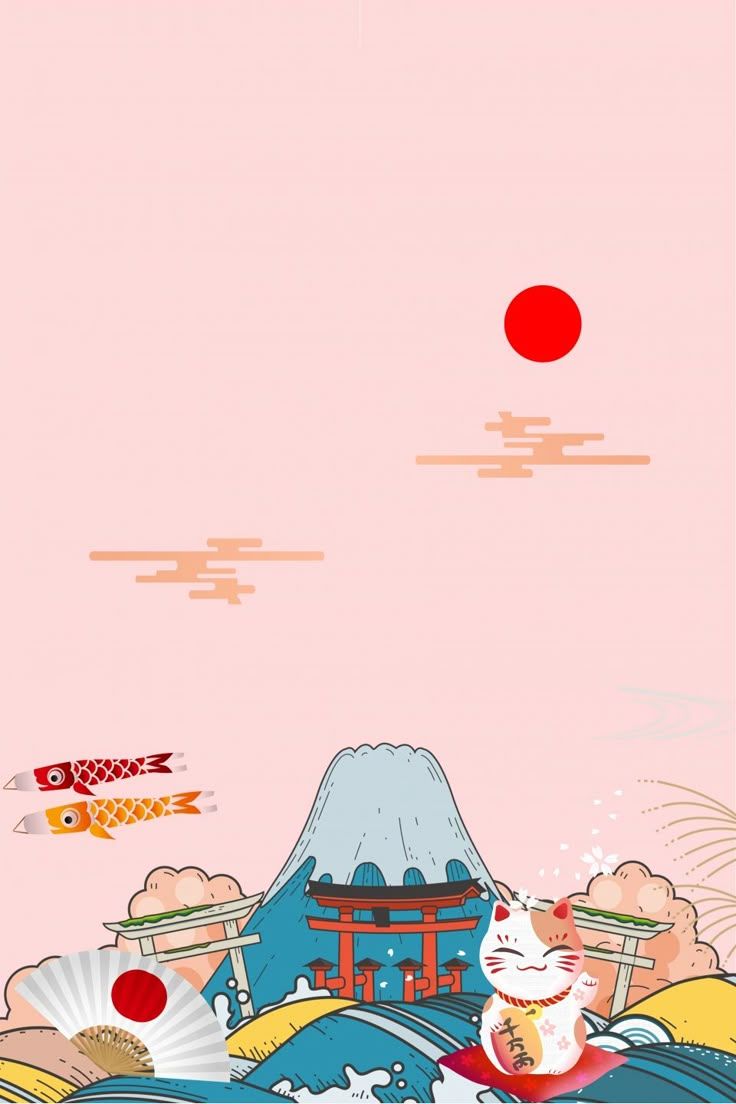 736x1104 Vector Japanese Travel Cartoon