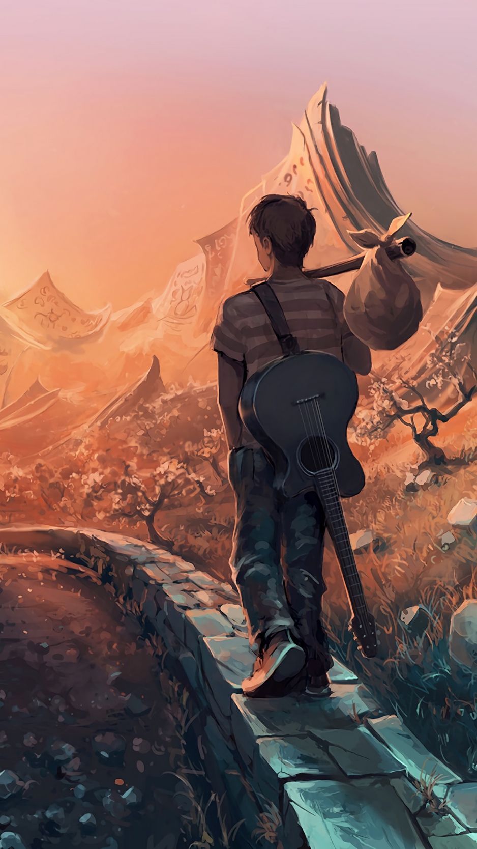 938x1668 Cartoon Travel Wallpaper