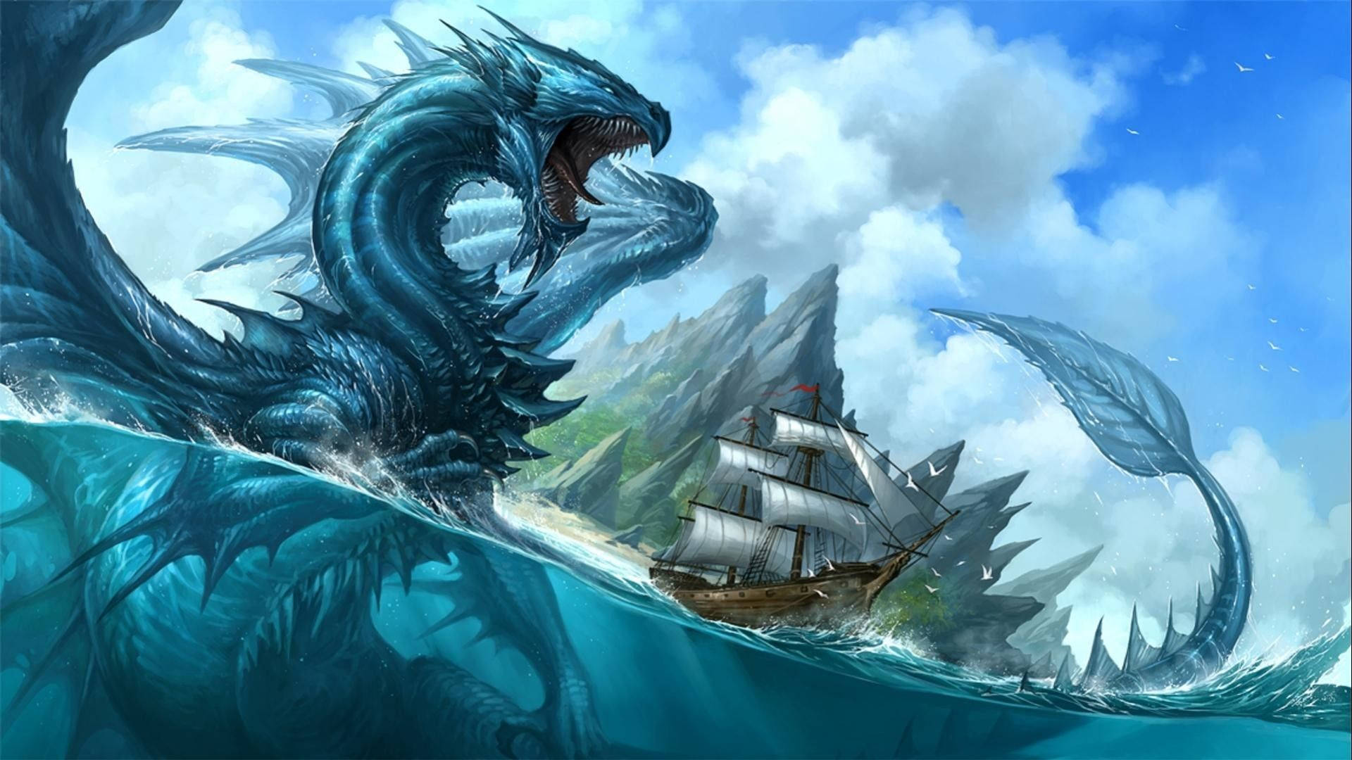 1920x1080 Mythical Creature Sea Serpent Wallpaper