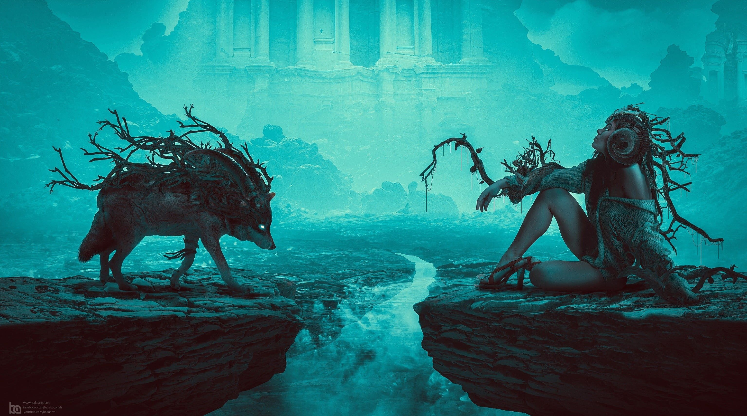 3070x1708 Mythical creature wallpaper, artwork