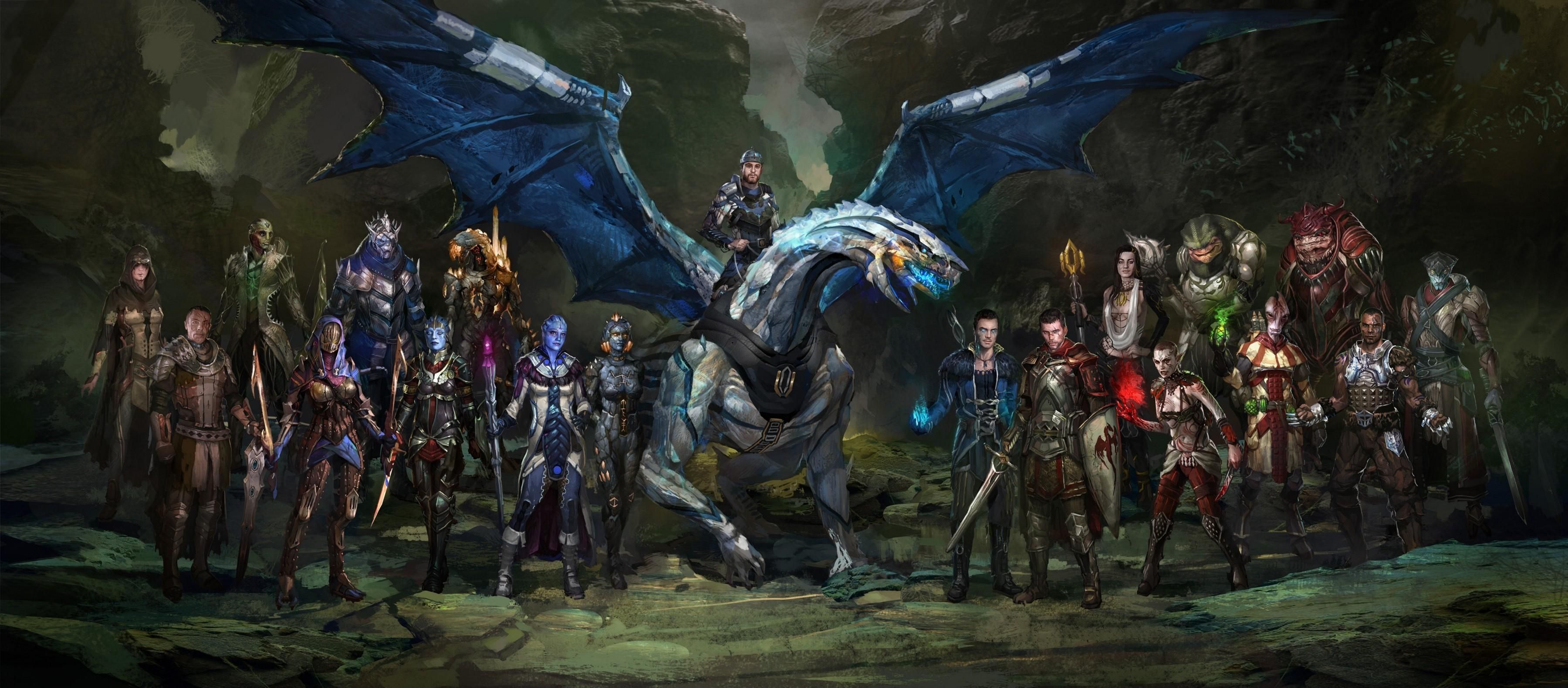 3600x1580 dragon, rider, creatures Wallpaper, HD