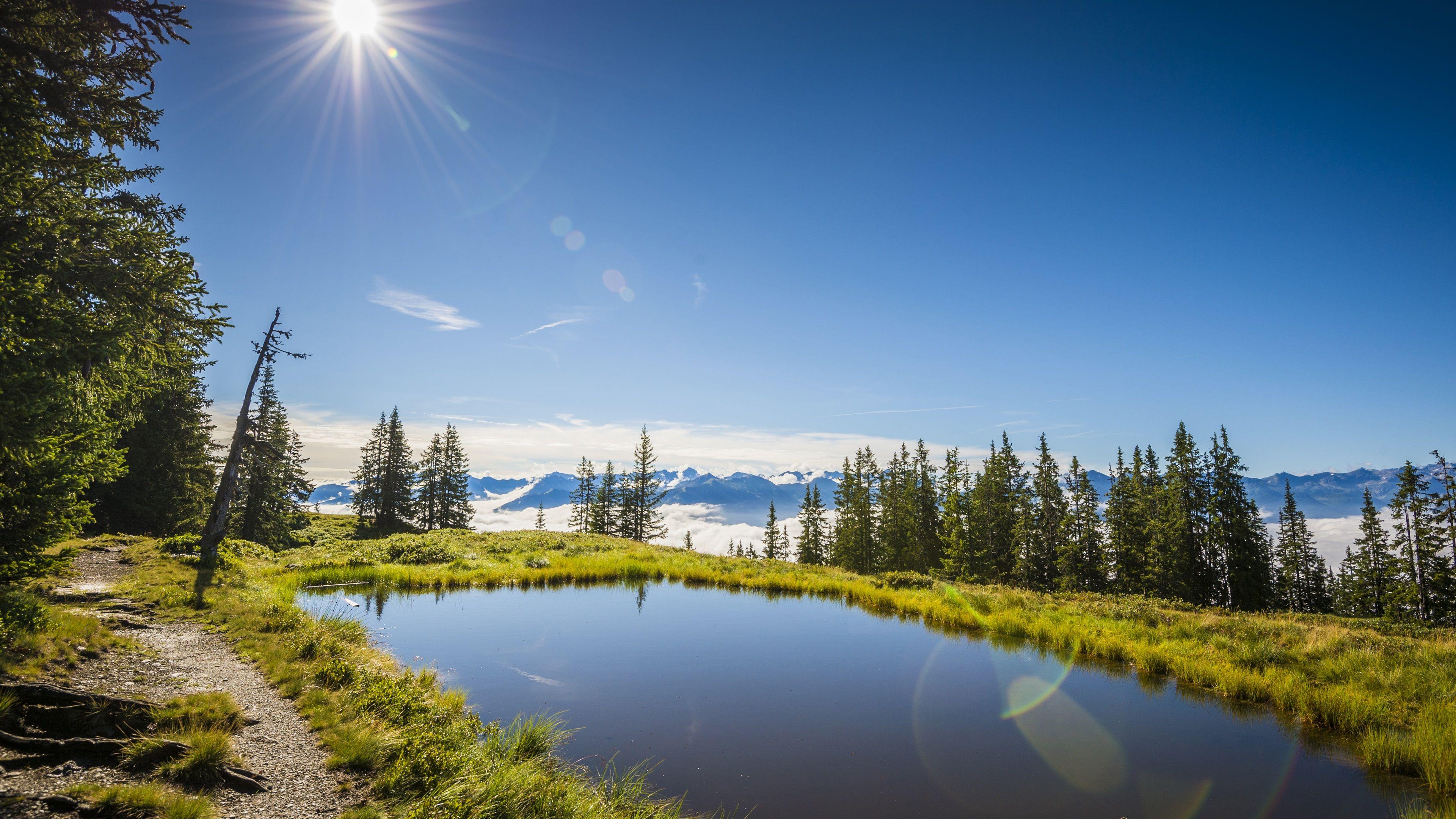 3840x2160 Wallpaper Summer, Austria, lake, grass, trees, sun, blue sky 3840x2160 UHD 4K Picture, Image