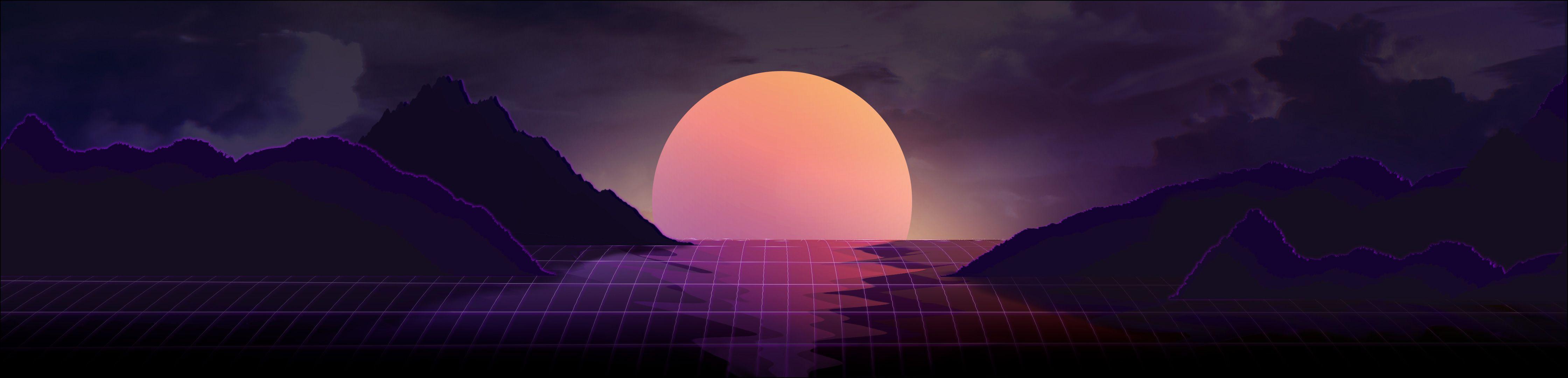 4480x1080 Vapor Wave Sunset 4k 2560x1080 Resolution HD 4k