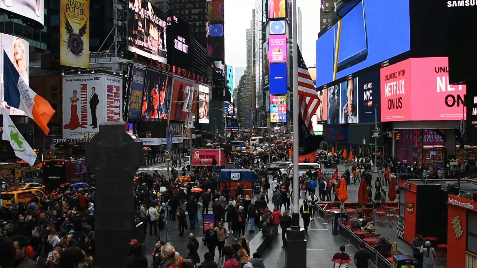 1920x1080 Crowded City Center Free Stock Video
