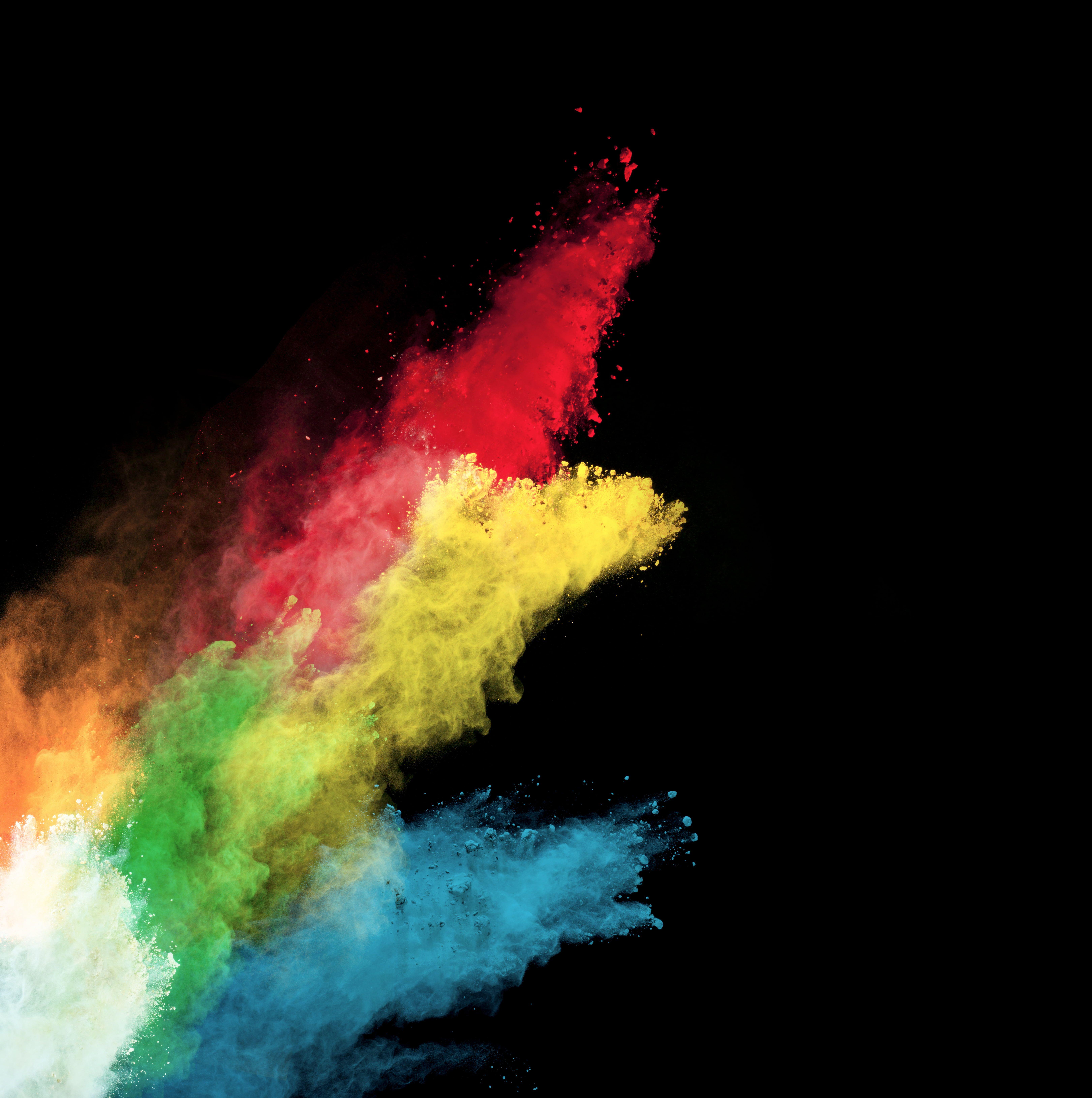 6481x6517 Red, yellow, blue, and green painting, powder explosion, powder HD wallpaper