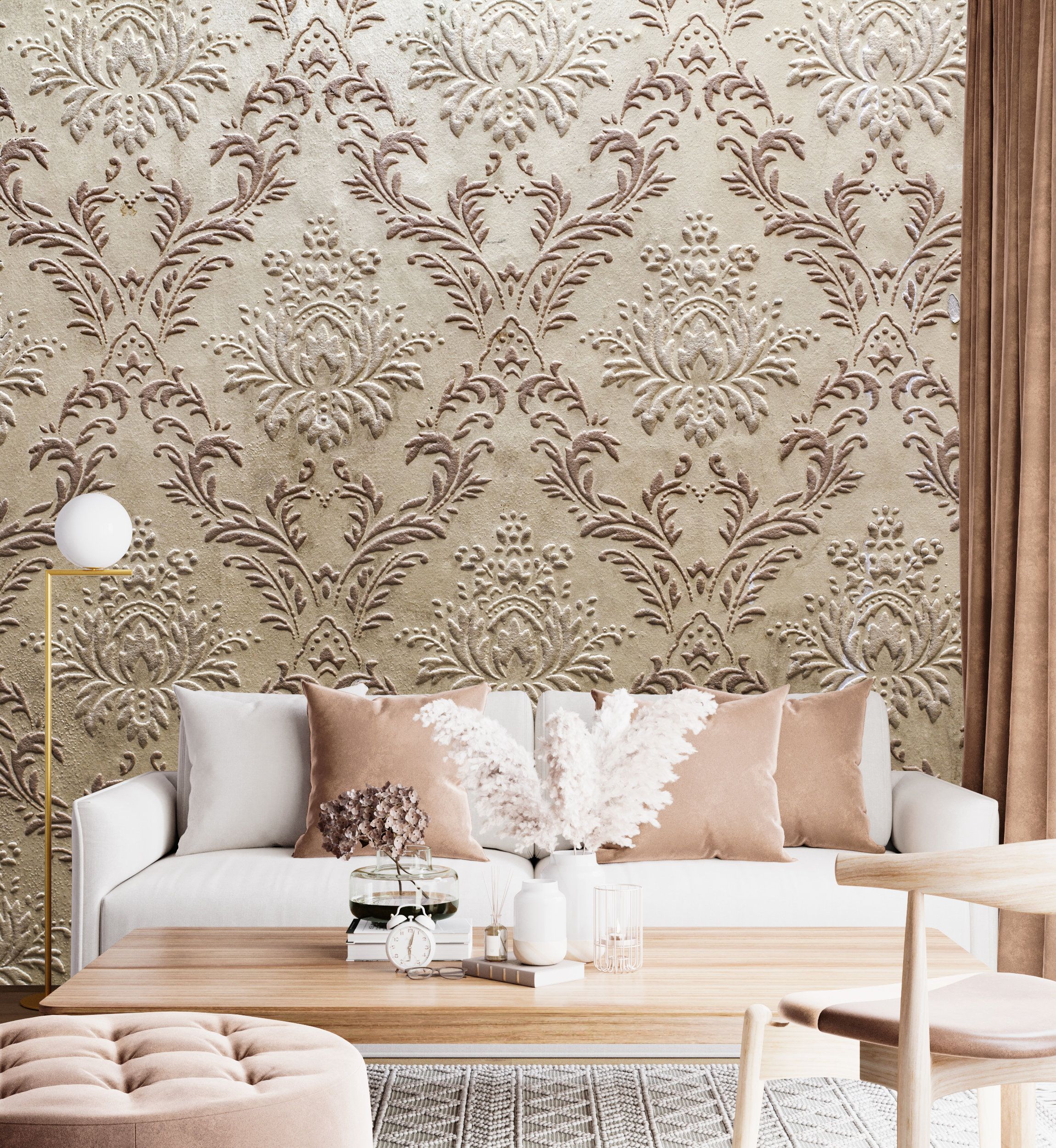 2300x2500 Modern Damask Wallpaper Peel and Stick