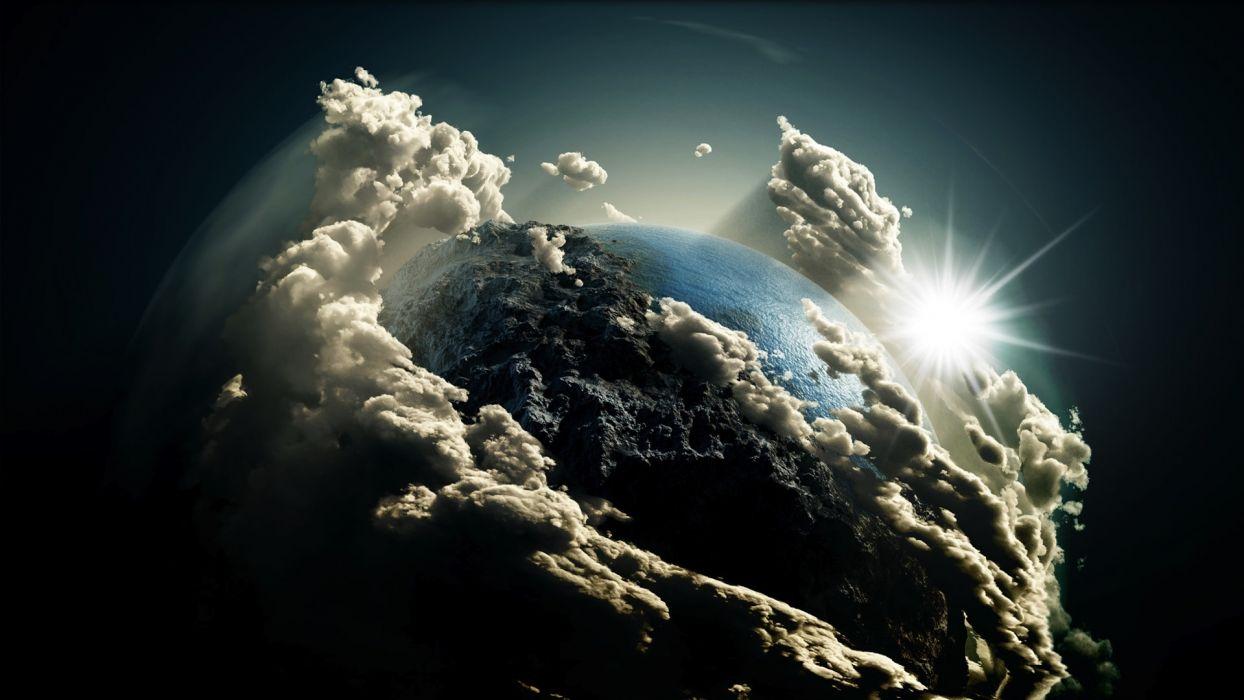 1244x700 Earth sky sun planets clouds wallpaperx1080