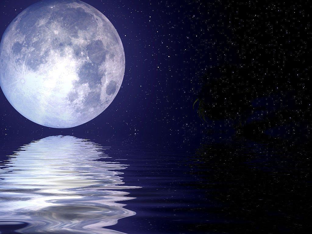 1024x768 Moon Reflection On Water. MOON & STARS, MOON, NIGHT