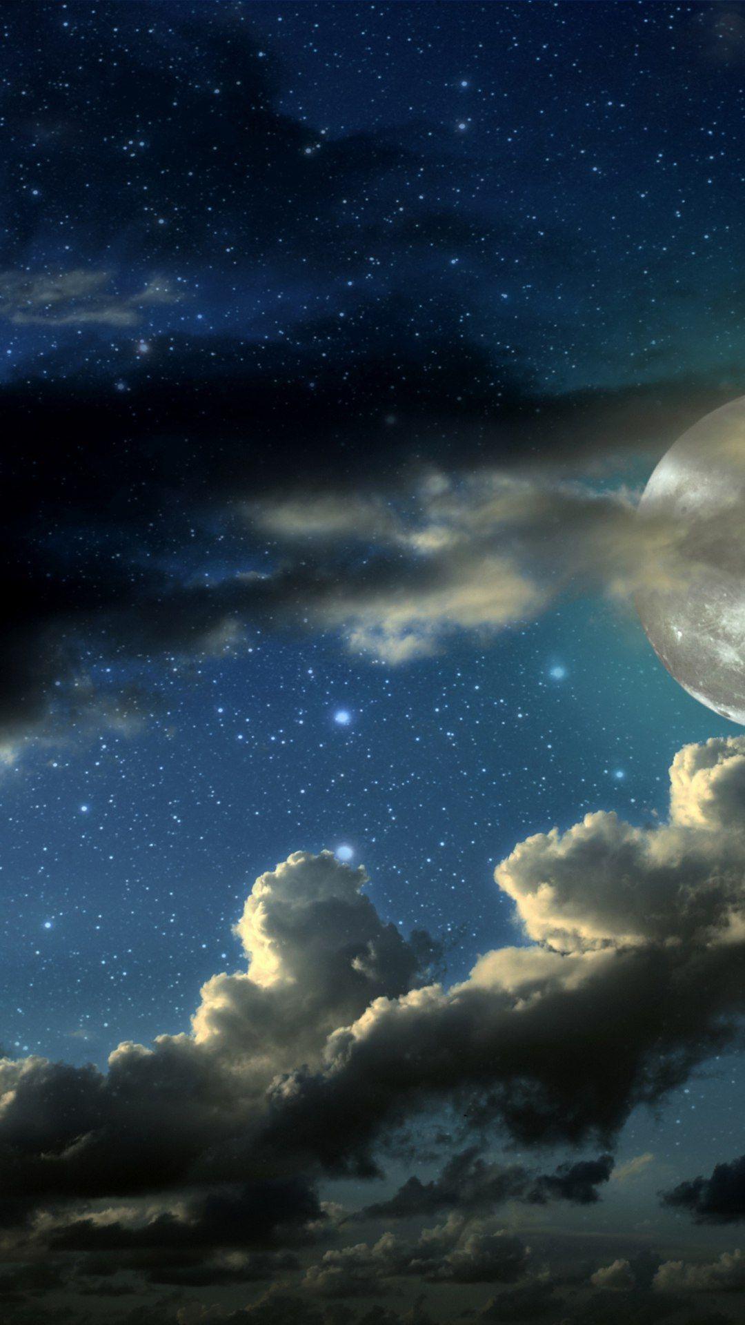 1080x1920 Moon Android Wallpaper And Stars iPhone, HD