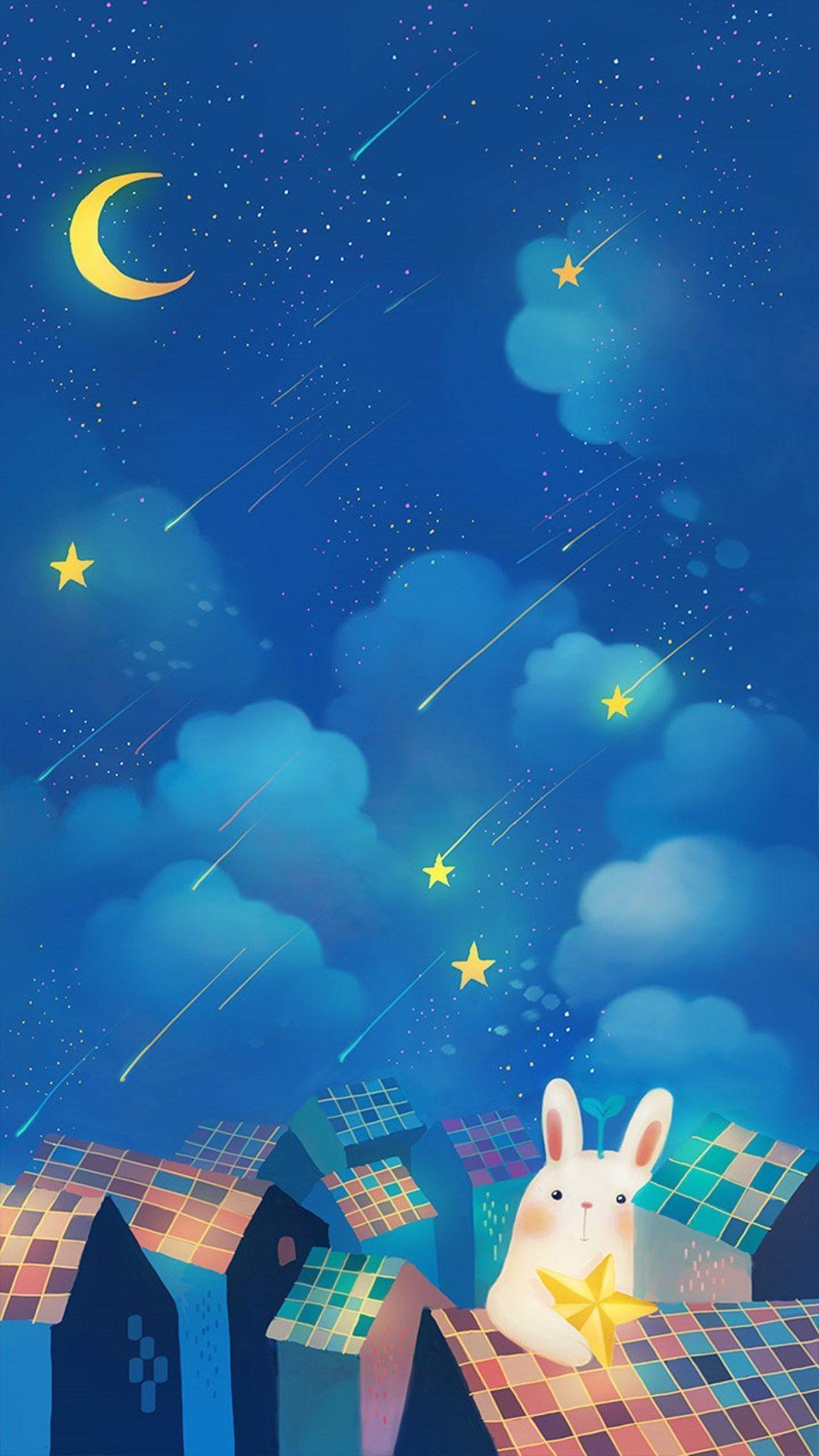 1080x1920 Rabbit Moon Wallpaper